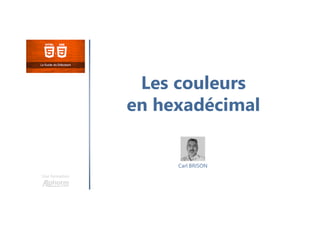 Les couleurs
en hexadécimal
Une formation
Carl BRISON
 