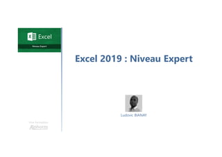 Excel 2019 : Niveau Expert
Une formation
Ludovic BIANAY
 