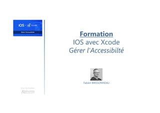 Une formation
Hamza KONDAH
Fabien BRISSONNEAU
Formation
IOS avec Xcode
Gérer l'Accessibilté
 