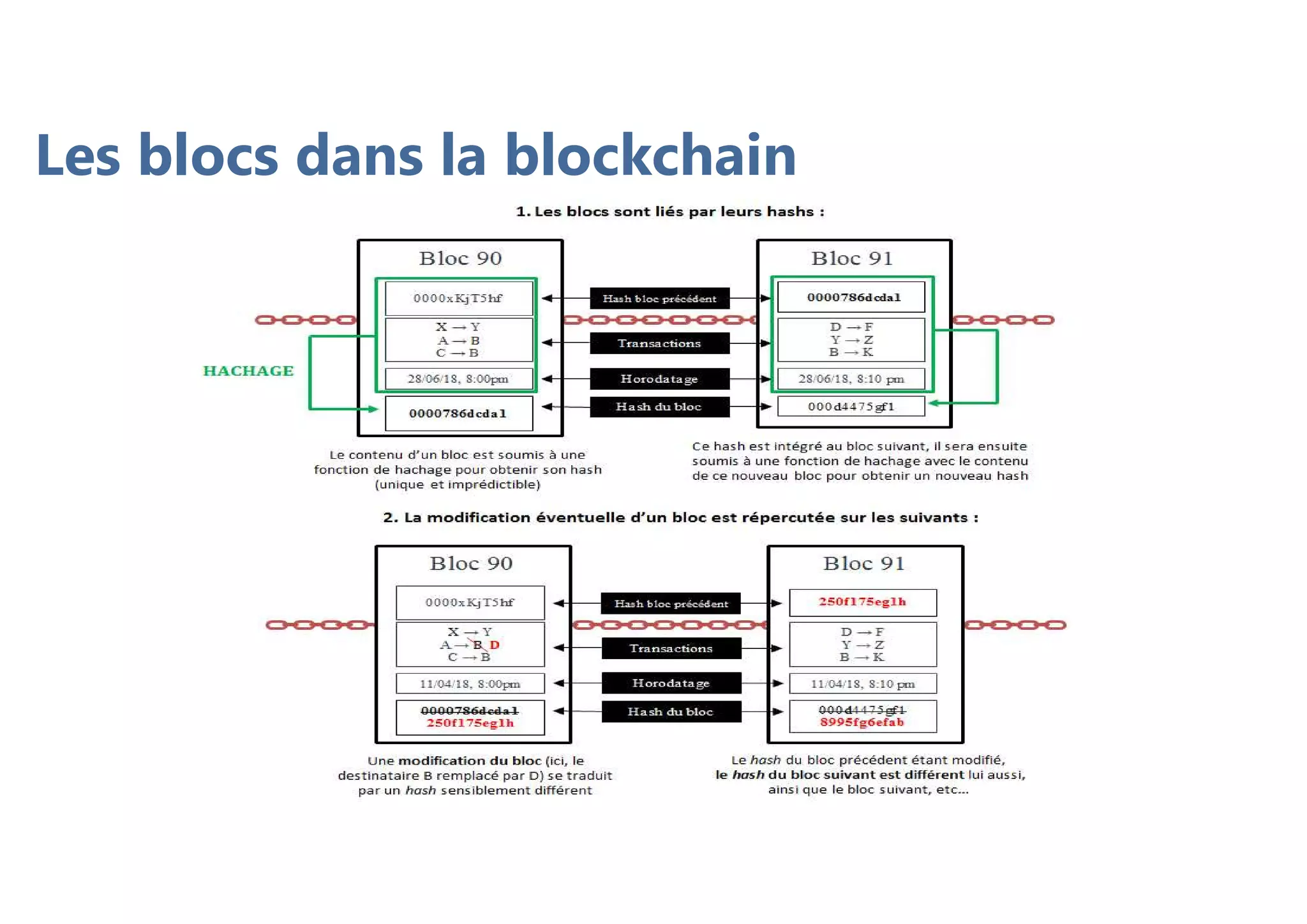 Les blocs dans la blockchain
 