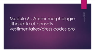 Module 6 : Atelier morphologie
silhouette et conseils
vestimentaires/dress codes pro
 