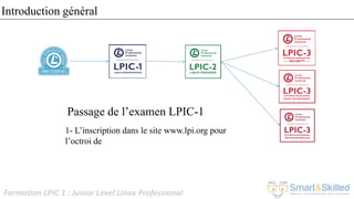 Formation LPIC 1 : Junior Level Linux Professional
1- L’inscription dans le site www.lpi.org pour
l’octroi de
Passage de l’examen LPIC-1
Introduction général
 