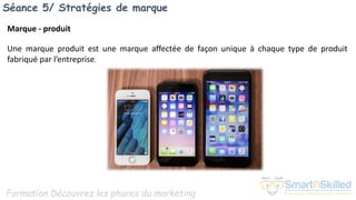 Formation Découvrez les phares du marketing
Séance 5/ Stratégies de marque
Marque - produit
Une marque produit est une marque affectée de façon unique à chaque type de produit
fabriqué par l’entreprise.
 