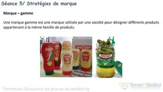 Formation Découvrez les phares du marketing
Séance 5/ Stratégies de marque
Marque – gamme
Une marque gamme est une marque utilisée par une société pour désigner différents produits
appartenant à la même famille de produits.
 