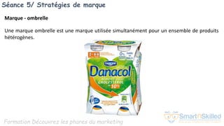 Formation Découvrez les phares du marketing
Séance 5/ Stratégies de marque
Marque - ombrelle
Une marque ombrelle est une marque utilisée simultanément pour un ensemble de produits
hétérogènes.
 