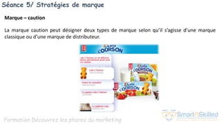 Formation Découvrez les phares du marketing
Séance 5/ Stratégies de marque
Marque – caution
La marque caution peut désigner deux types de marque selon qu’il s’agisse d’une marque
classique ou d’une marque de distributeur.
 