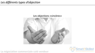 La négociation commerciale coté vendeur
Les différents types d’objection
Les objections «sincères»
 