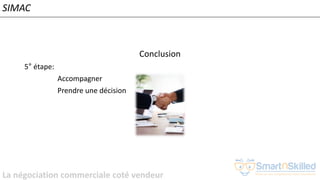 La négociation commerciale coté vendeur
Conclusion
5° étape:
Accompagner
Prendre une décision
SIMAC
 