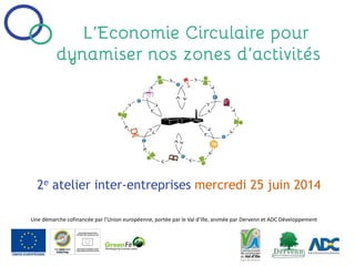 2e atelier inter-entreprises mercredi 25 juin 2014
Une démarche cofinancée par l’Union européenne, portée par le Val d’Ille, animée par Dervenn et ADC Développement
 