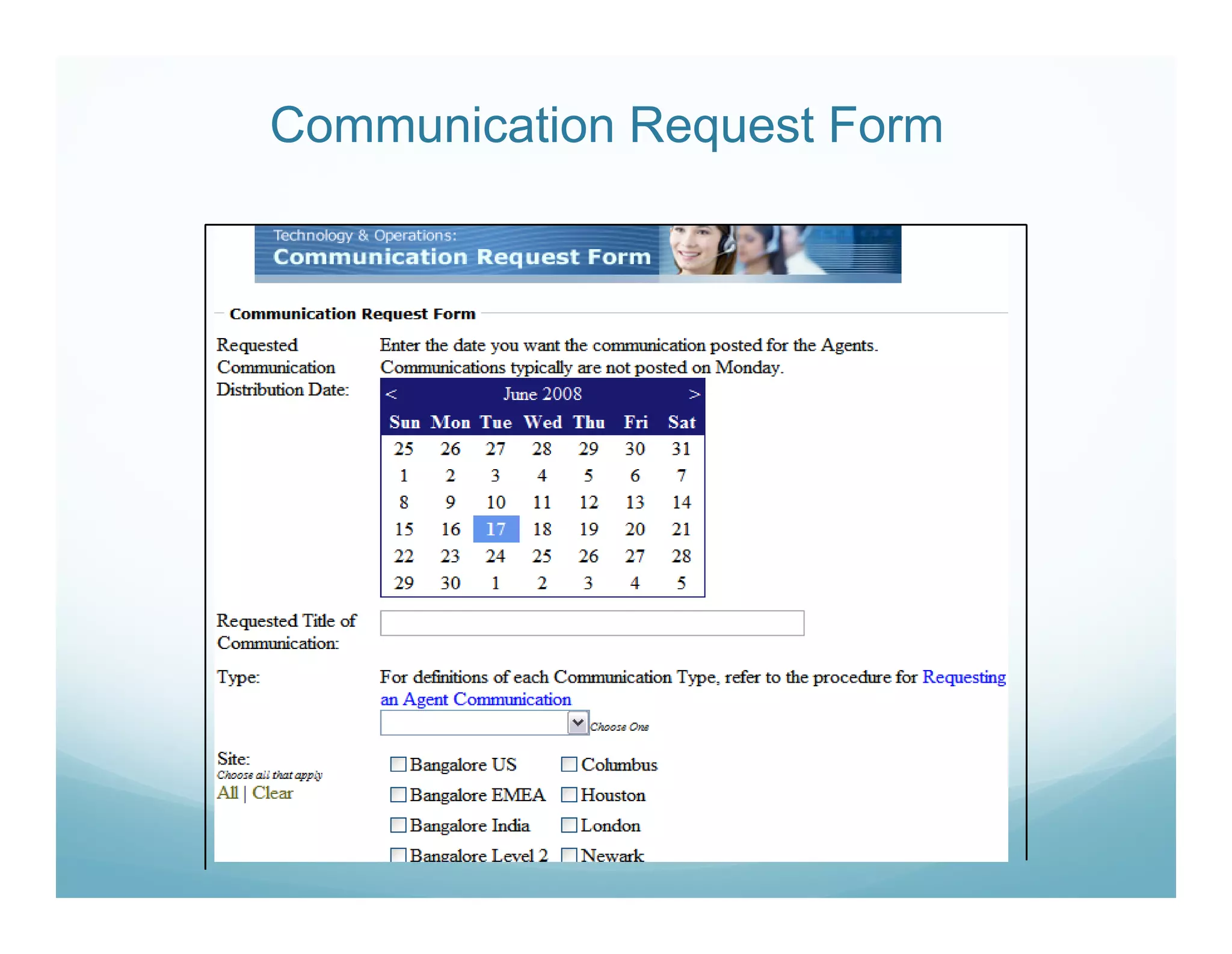 Communication Request Form
 