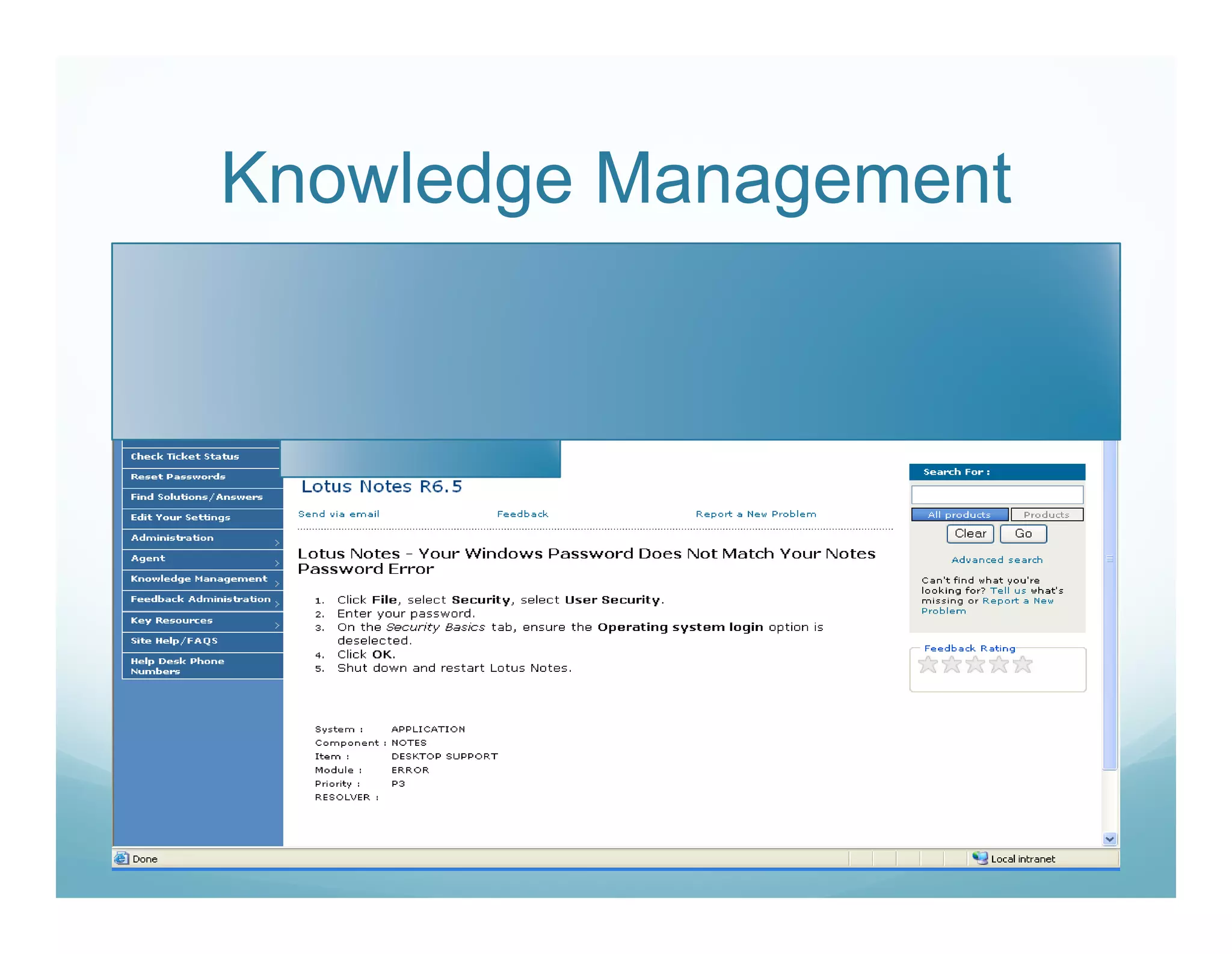 Knowledge Management
 