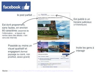 Source : http://fr.slideshare.net/Agoralink/10-conseils-pour-grer-votre-page-facebook-professionelle
 