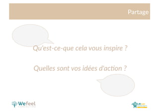 Cliquez  et  modiﬁez  le  .tre  
Partage  
Qu'est-­‐ce-­‐que  cela  vous  inspire  ?  
Quelles  sont  vos  idées  d'ac9on  ?  
 