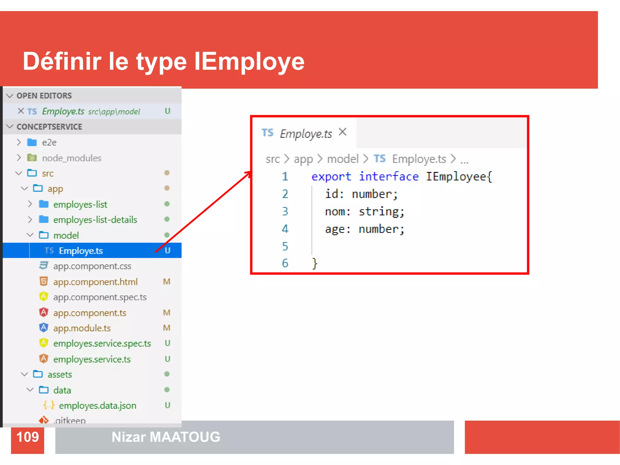 Définir le type IEmploye
Nizar MAATOUG109
 