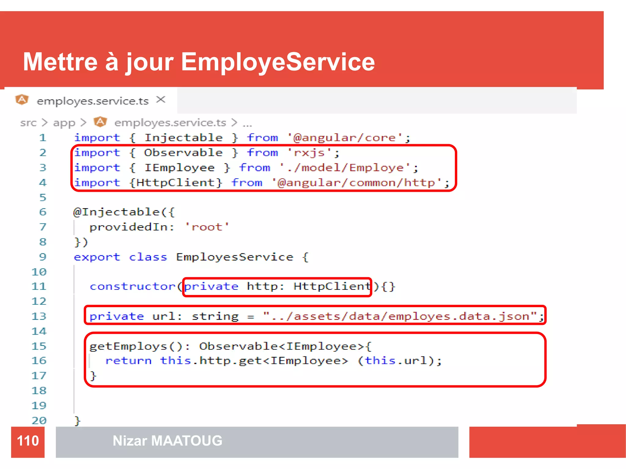 Mettre à jour EmployeService
Nizar MAATOUG110
 