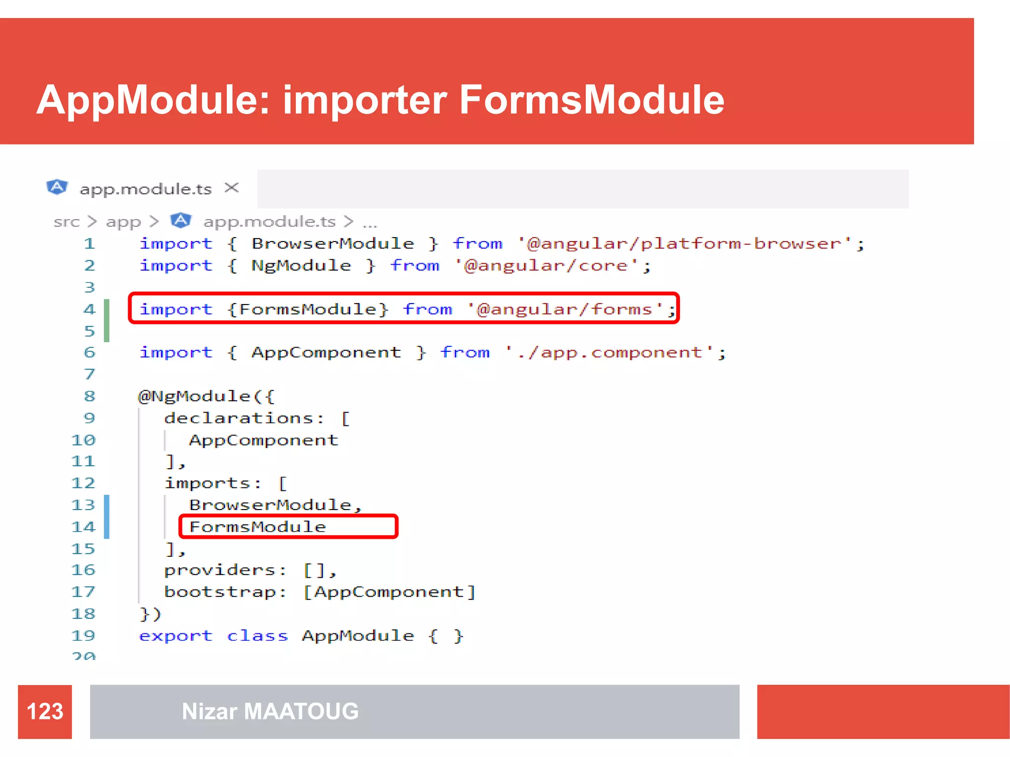 AppModule: importer FormsModule
Nizar MAATOUG123
 