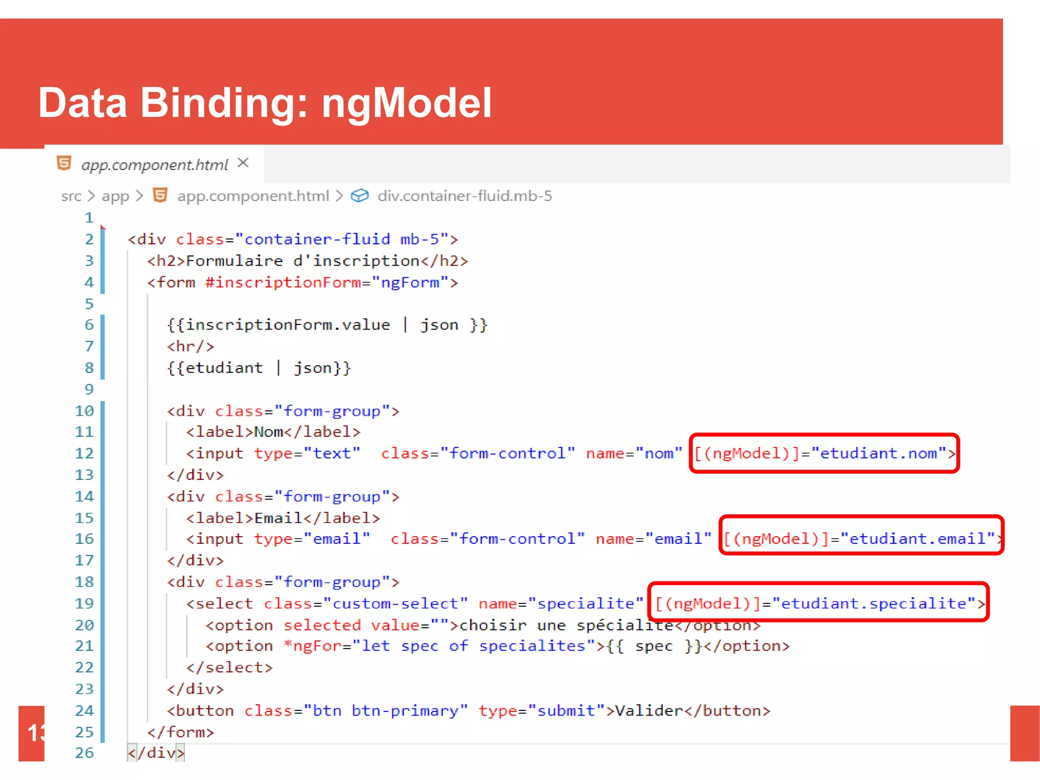 Data Binding: ngModel
Nizar MAATOUG133
 