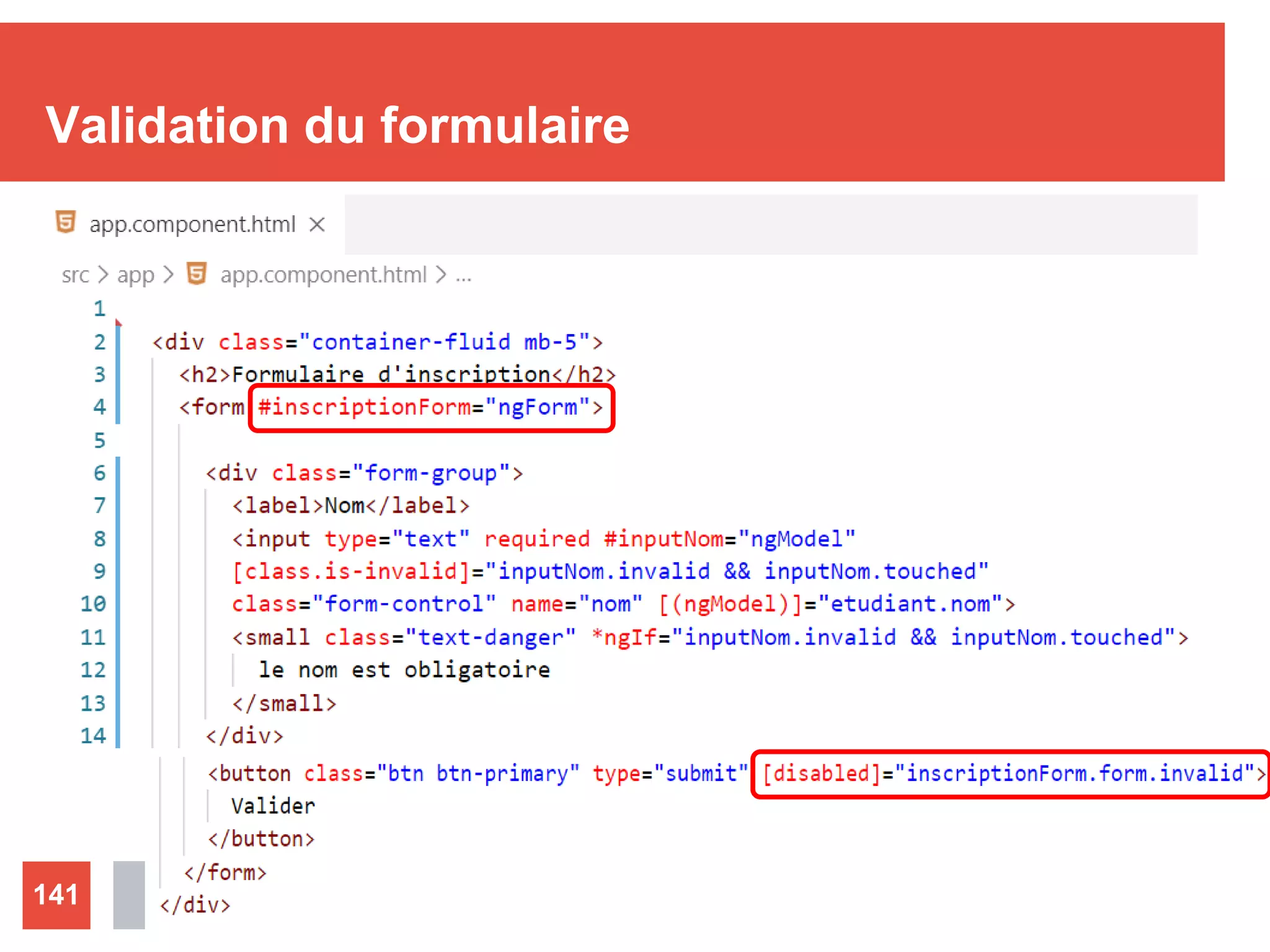 Validation du formulaire
Nizar MAATOUG141
 