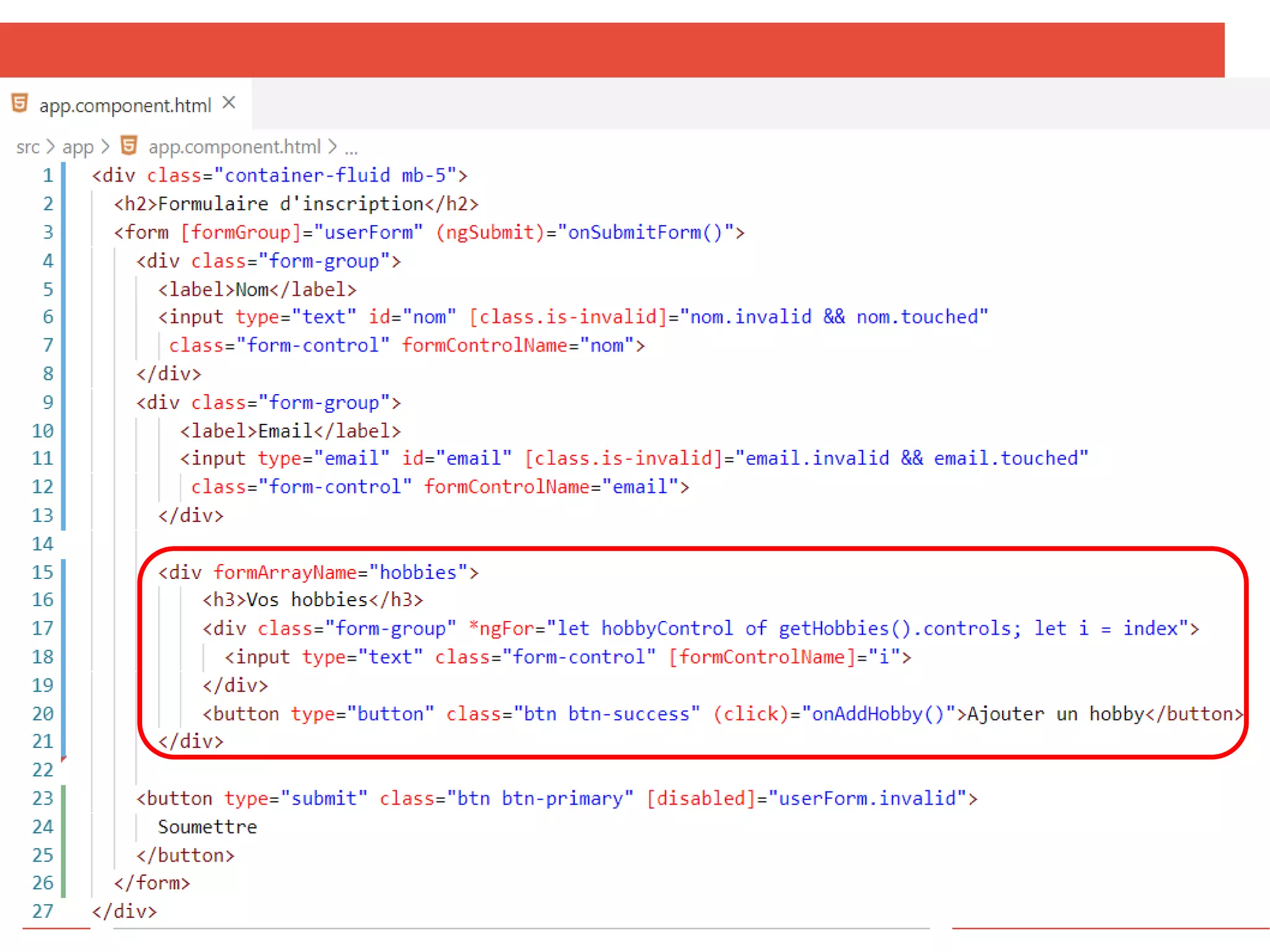 FormControl dynamique
Nizar MAATOUG159
 