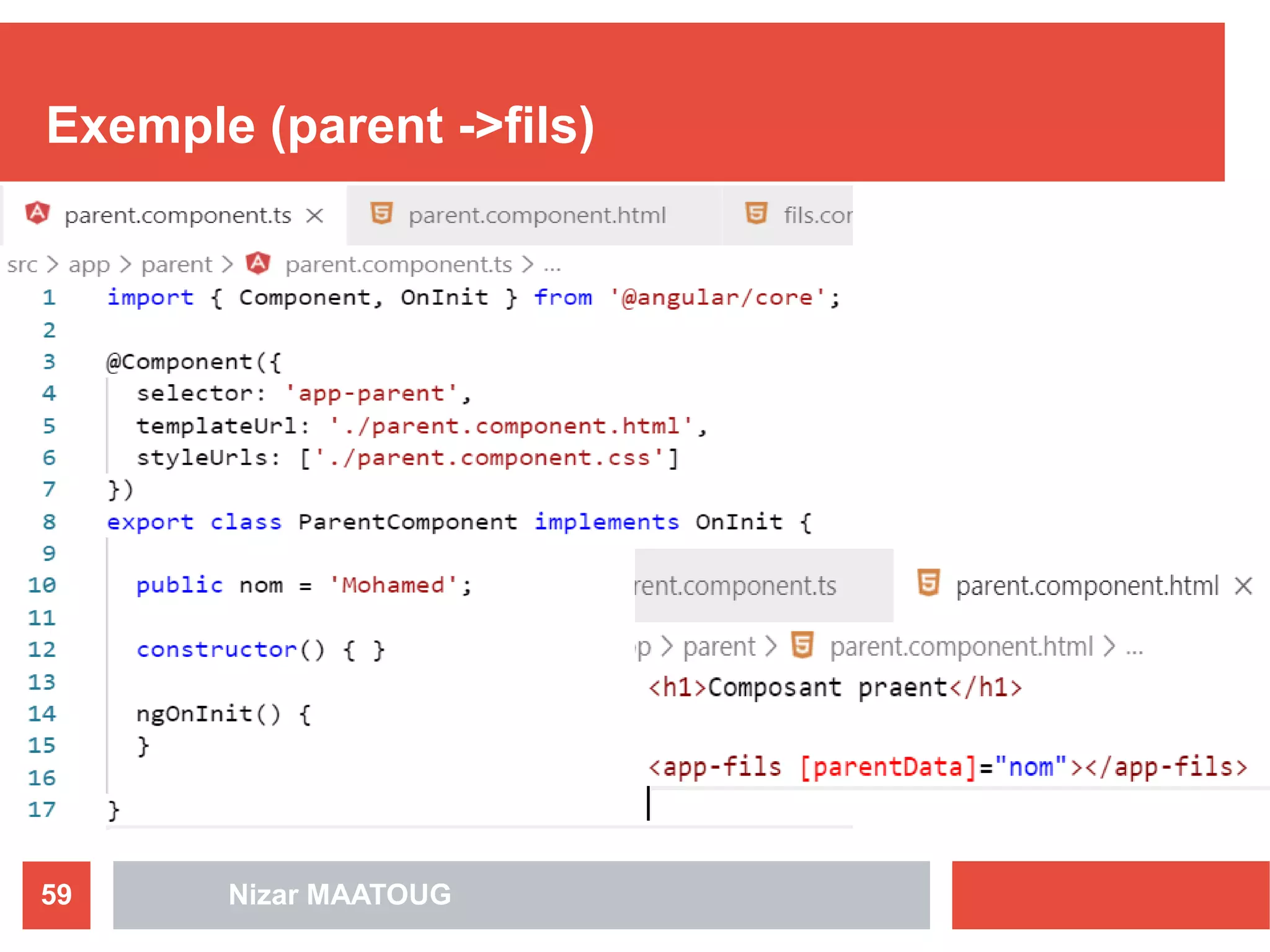 Exemple (parent ->fils)
Nizar MAATOUG59
 