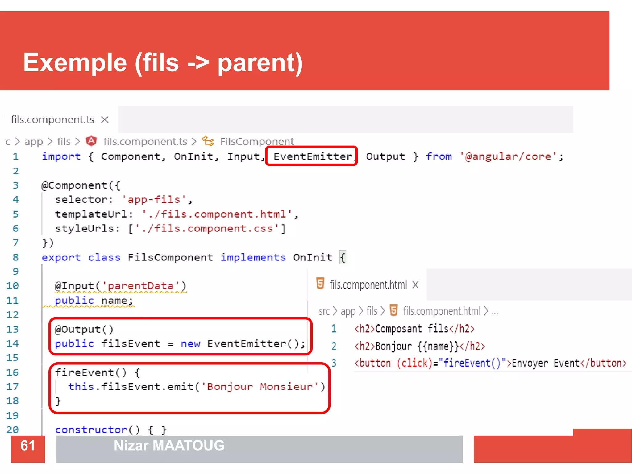 Exemple (fils -> parent)
Nizar MAATOUG61
 