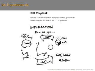 les 3 questions de




                     Laurent Neyssensas Master Communication- PRANET : «Internet et design» Février 2012
 