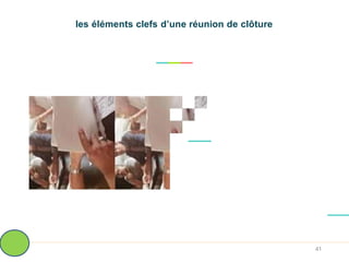 les éléments clefs d’une réunion de clôture
41
 