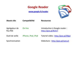 Framapadwww.framapad.orgAtouts clésEditeur de texte collaboratifCode couleur pour chaquecollaborateur (16 maxi)Tchat intégréHistorique des mises à jourExport PDFPrise de notesCompatibilitéOn lineRessourcesTutoriel : http://goo.gl/4Sf49