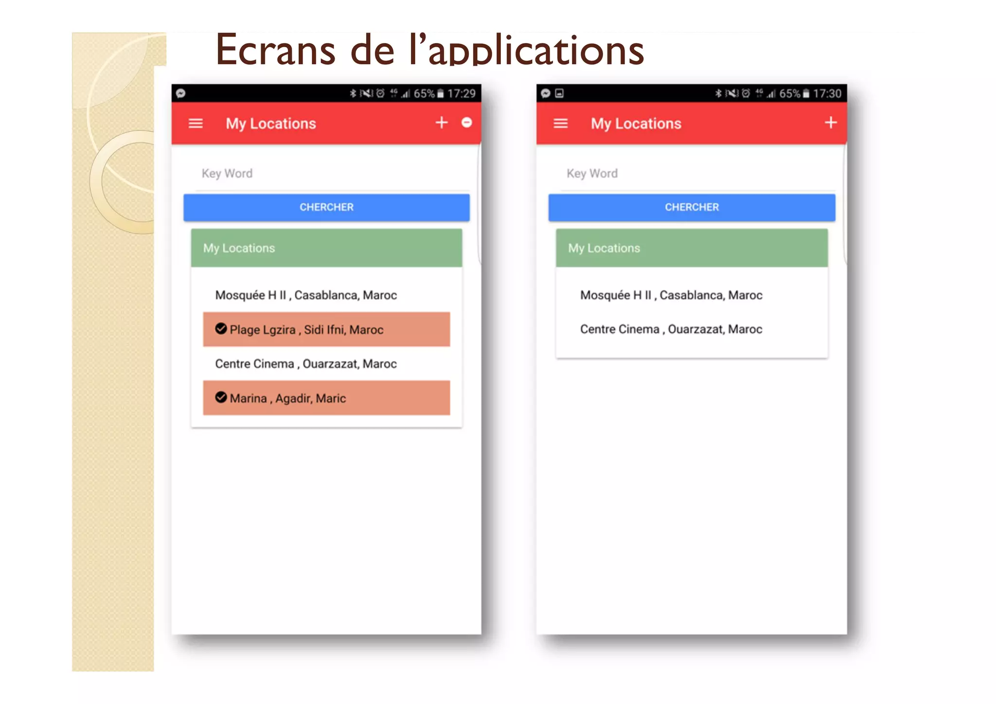 Ecrans de l’applications
med@youssfi.net
 