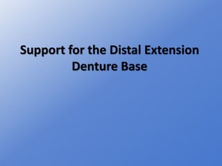 Support for the Distal Extension
Denture Base
 