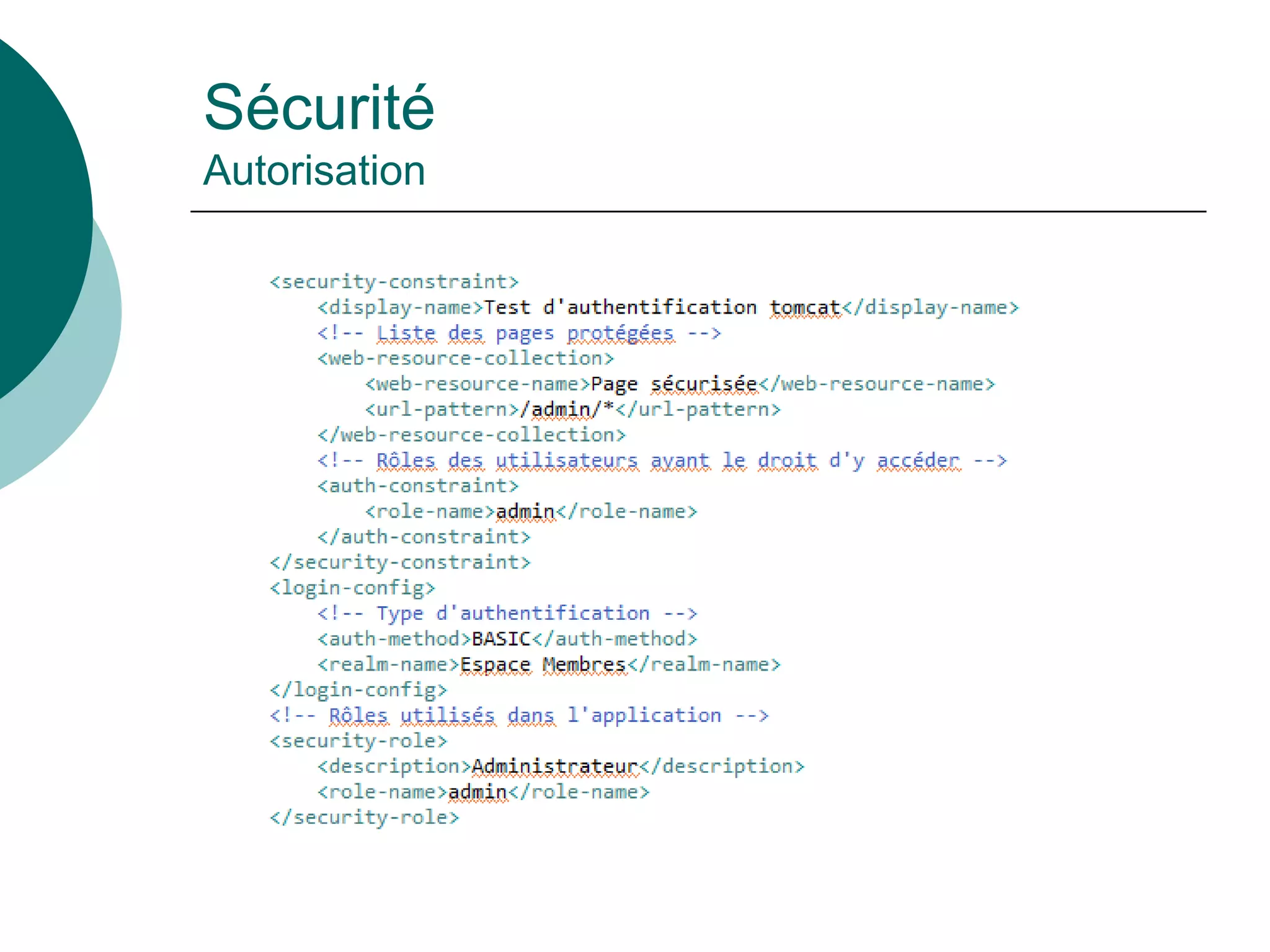 Sécurité
Autorisation
 