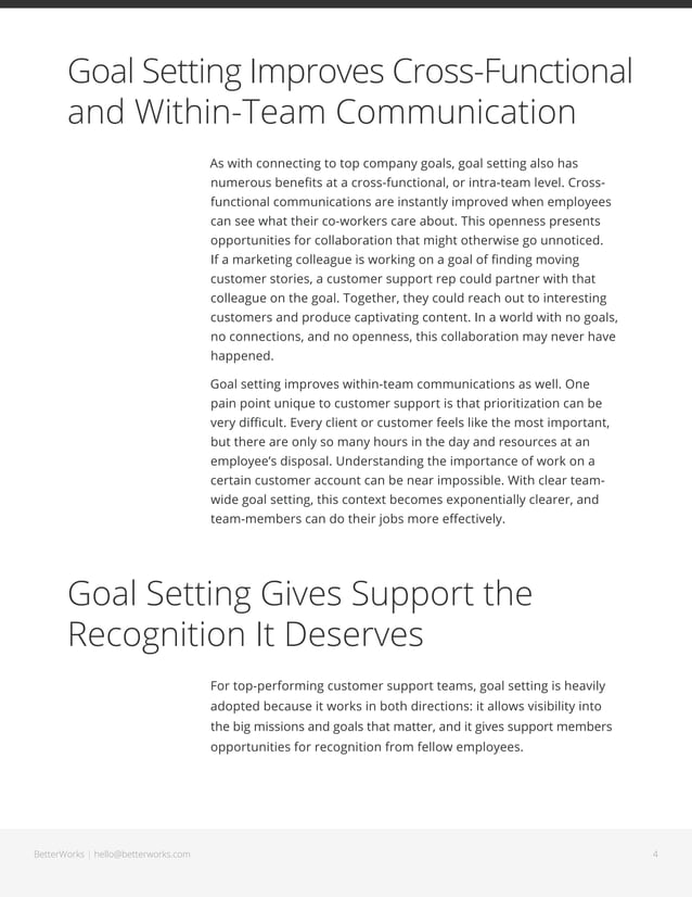 Goal Examples for Support Teams