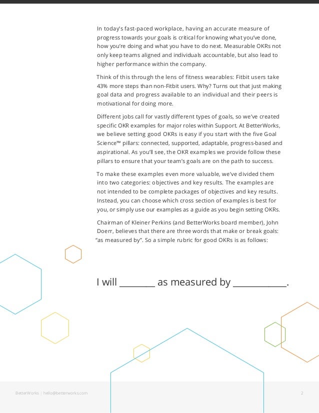 Goal Examples for Support Teams