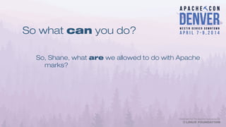 So what can you do?
So, Shane, what are we allowed to do with Apache
marks?
 