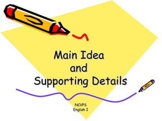 Main IdeaMain Idea
andand
Supporting DetailsSupporting Details
NCVPSNCVPS
English IEnglish I
 