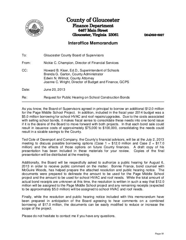 Supporting Documents Gloucester Board Of Supervisors Bond Issue gloucester county public schools calendar 2021 2022