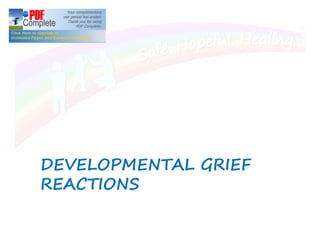 DEVELOPMENTAL GRIEFDEVELOPMENTAL GRIEF
REACTIONSREACTIONS
 