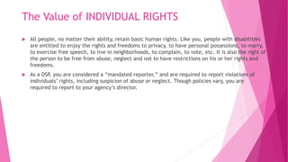 Individual Rights Dda Supporting people with intellectual and developmental disabilities | PPTX