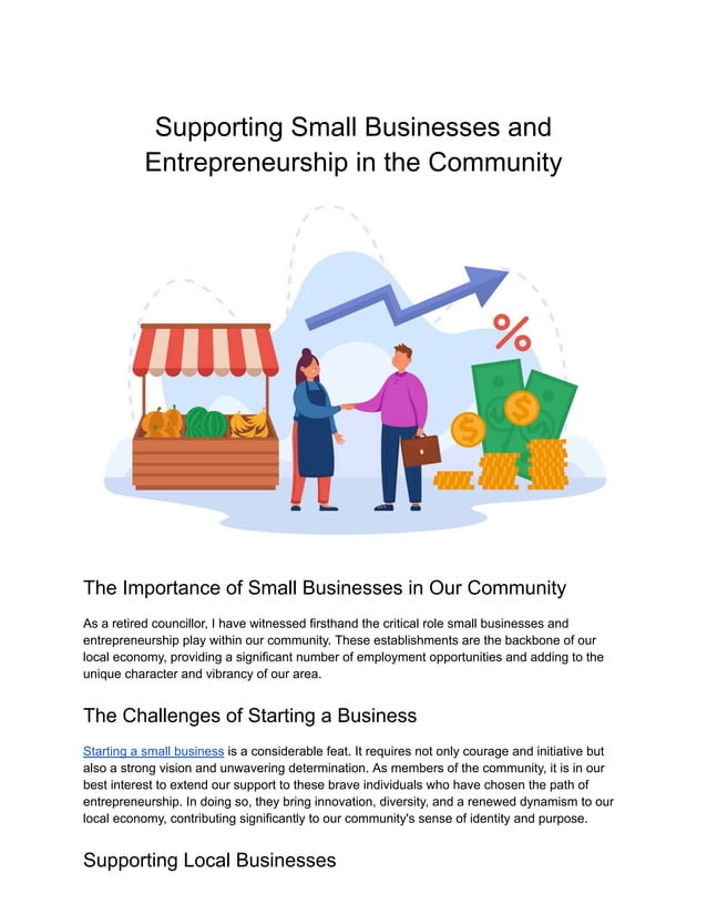 Supporting Small Businesses and Entrepreneurship in the Community | PDF ...