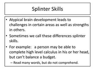 Splinter Example Supporting students with asd in an inclusive setting with resource ...