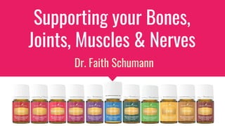 Supporting your Bones,
Joints, Muscles & Nerves
Dr. Faith Schumann
 