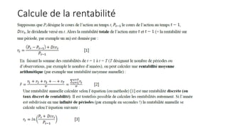 Calcule de la rentabilité
 