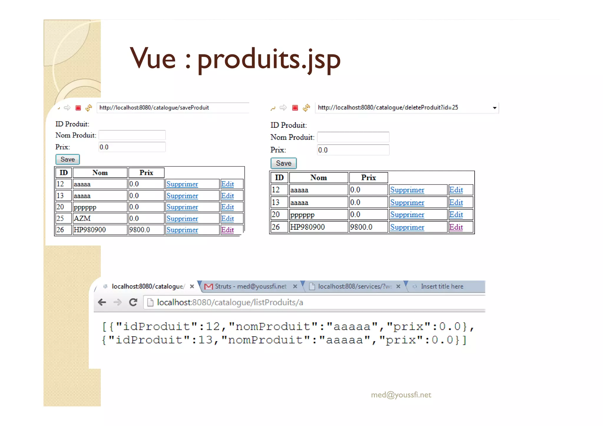 Vue : produits.jspVue : produits.jsp
med@youssfi.net
 