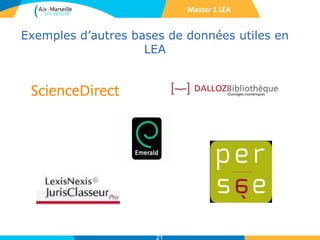 Exemples d’autres bases de données utiles en
LEA
21
Master 1 LEA
 