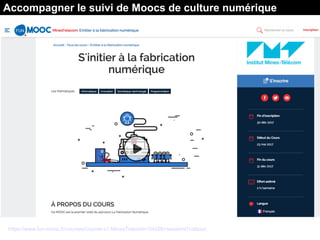 Accompagner le suivi de Moocs de culture numérique
https://www.fun-mooc.fr/courses/course-v1:MinesTelecom+04026+session01/about
 