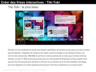 https://editoile.fr/6-outils-gratuits-pour-creer-une-chronologie/
Créer des frises interactives : Tiki-Toki
 