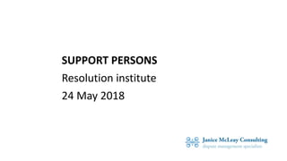 SUPPORT PERSONS
Resolution institute
24 May 2018
 