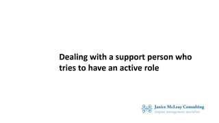 Dealing with a support person who
tries to have an active role
 