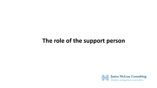 The role of the support person
 