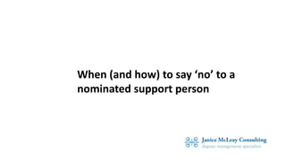When (and how) to say ‘no’ to a
nominated support person
 